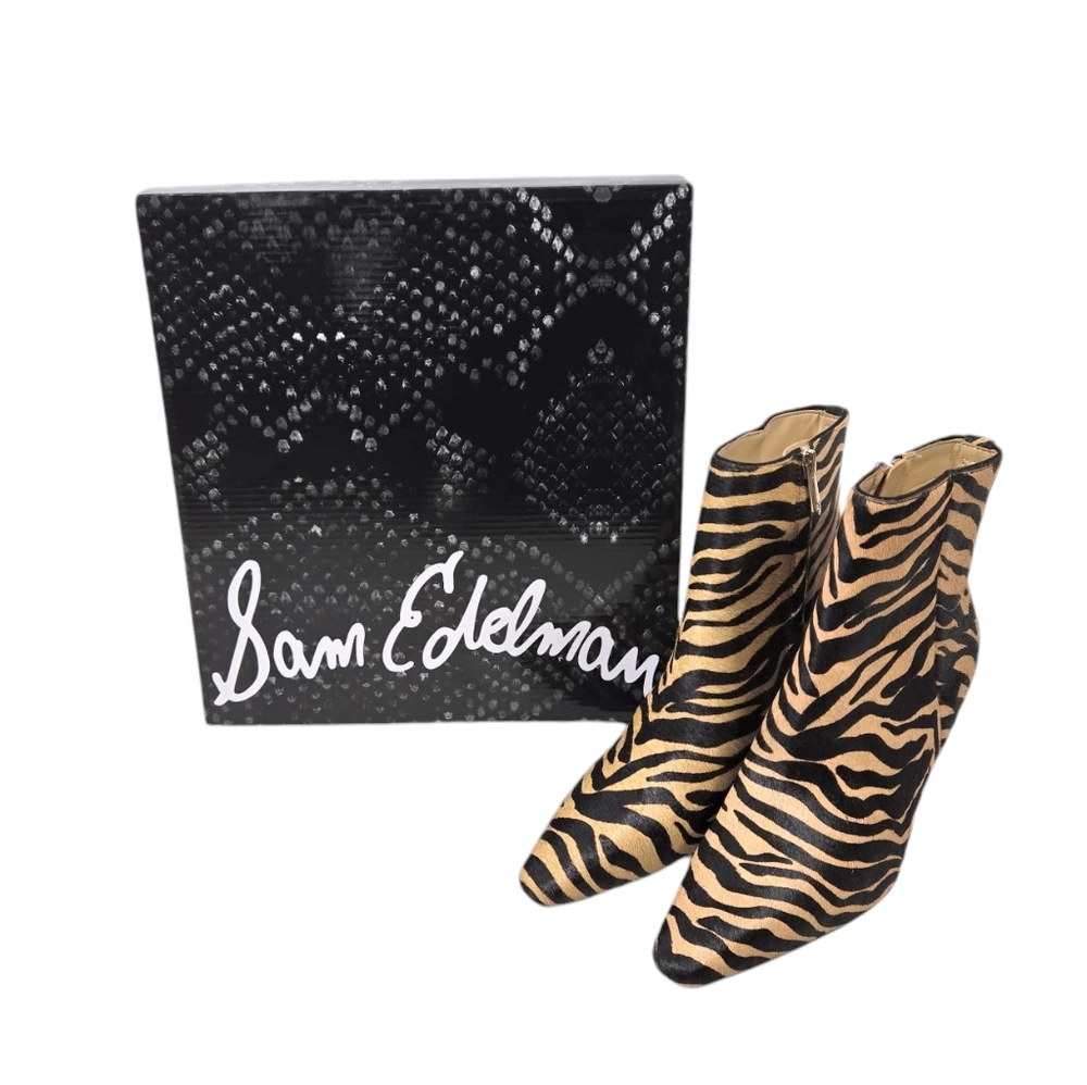 Sam Edelman Samantha Tiger Brahma Cow Hair Zebra Print Kitten Heels